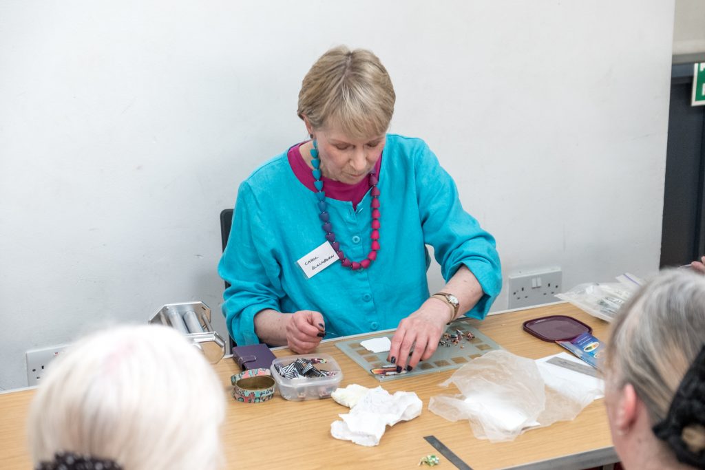 Here's Carol Blackburn from the British Polymer Clay Group, giving a demo.
