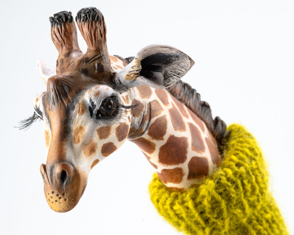 Daisy, a whimsical giraffe sculpture by Melissa Terlizzi. Cat No. 24-009