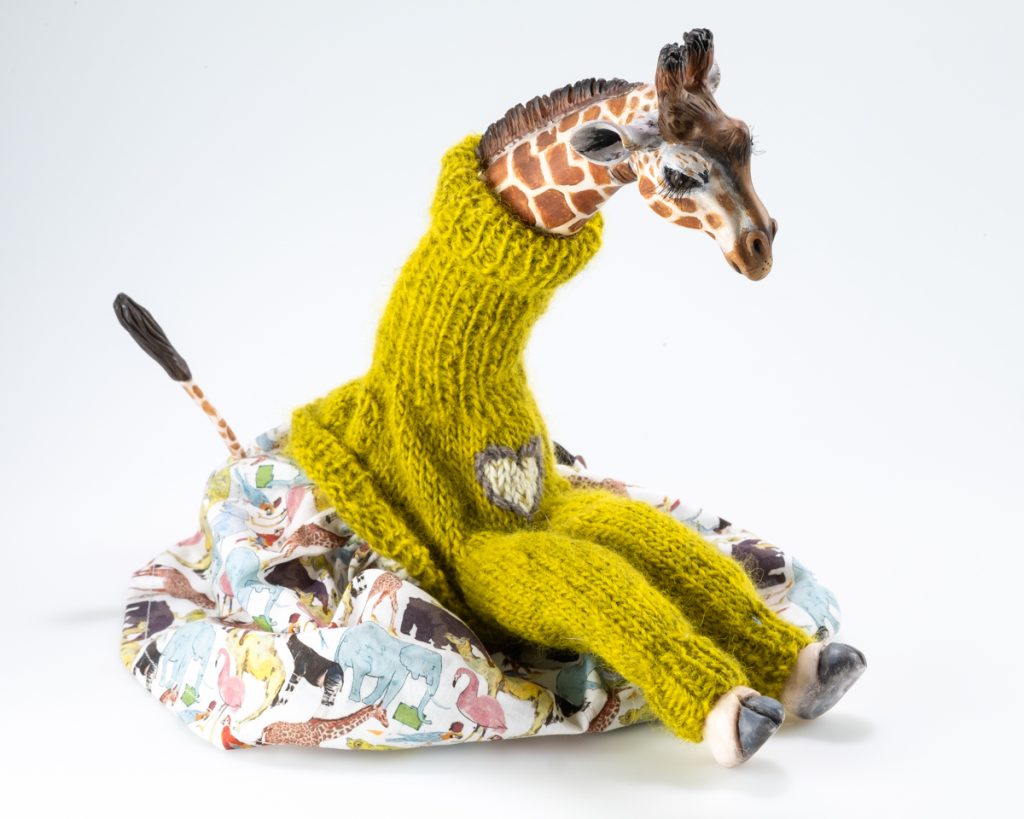 Daisy, a whimsical giraffe sculpture by Melissa Terlizzi. Cat No. 24-009