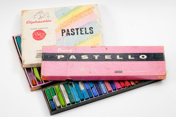 Two vintage boxes of soft pastel sticks.